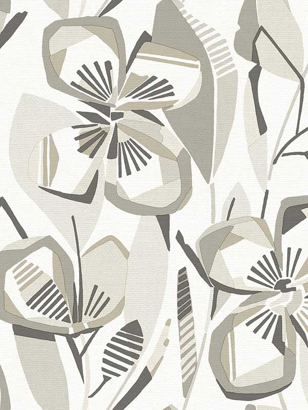 Nathalie Abstract Blooms fabric in beige color - pattern number 4135-27280 - by A Street Prints in the Whimsy collection