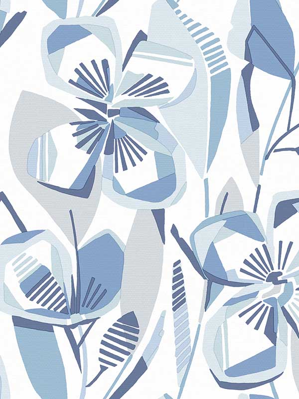 Nathalie Abstract Blooms fabric in blue color - pattern number 4135-27281 - by A Street Prints in the Whimsy collection