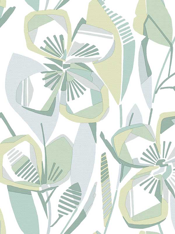 Nathalie Abstract Blooms fabric in light green color - pattern number 4135-27282 - by A Street Prints in the Whimsy collection