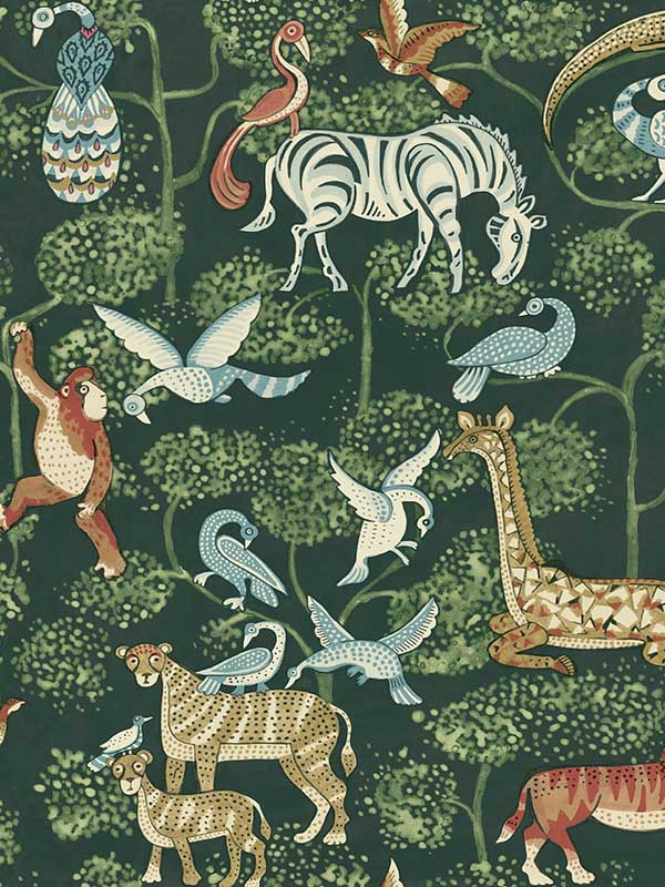 Rigby Jungle Animals fabric in green color - pattern number 4135-27286 - by A Street Prints in the Whimsy collection