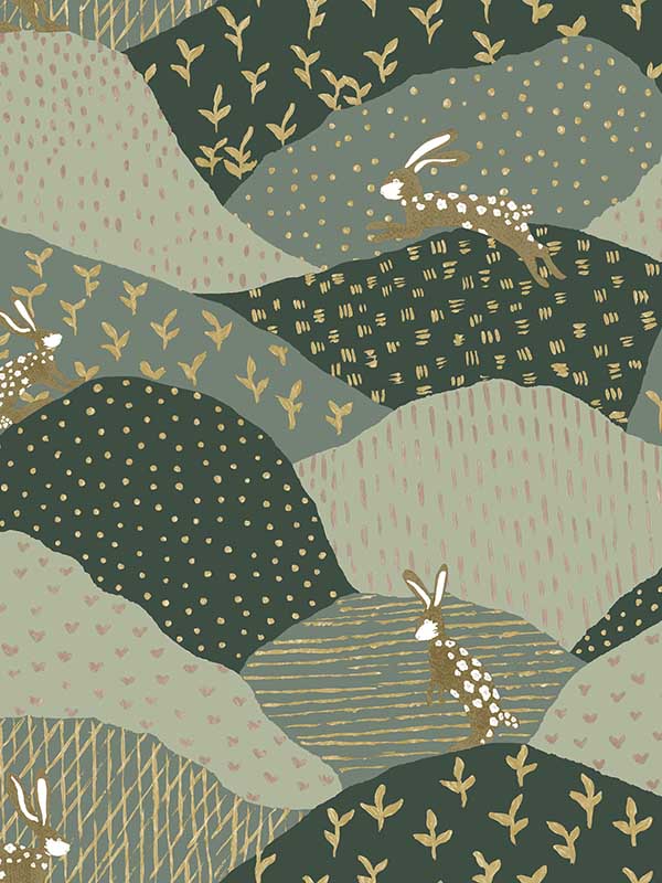 Peter Rabbit Fields wallpaper in green color - pattern number 4135-27299 - by A Street Prints in the Whimsy collection