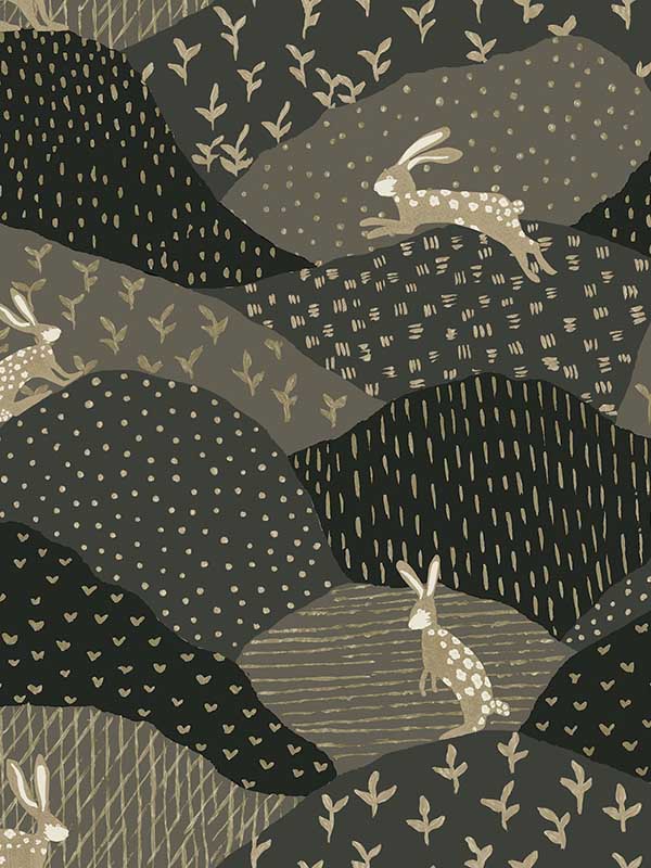 Peter Rabbit Fields wallpaper in black color - pattern number 4135-27301 - by A Street Prints in the Whimsy collection
