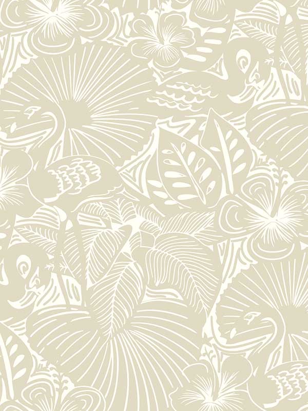 Idalia Floral Flamingo wallpaper in beige color - pattern number 4135-72713 - by A Street Prints in the Whimsy collection