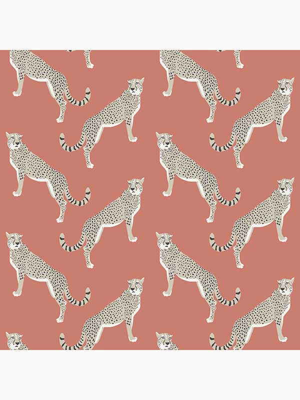 Guepardo Peel and Stick fabric in coral color - pattern number 127455 - by Graham and Brown in the Peel and Stick Wallpaper by Nicole Miller collection