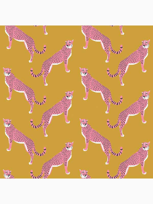 Guepardo Peel and Stick fabric in ochre color - pattern number 127458 - by Graham and Brown in the Peel and Stick Wallpaper by Nicole Miller collection