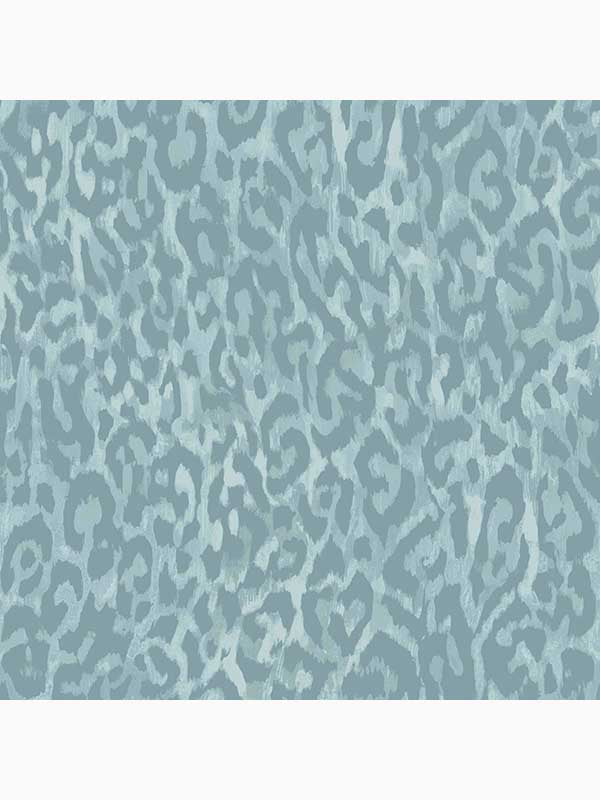Laid Back Leopard Peel and Stick fabric in minted color - pattern number 127461 - by Graham and Brown in the Peel and Stick Wallpaper by Nicole Miller collection