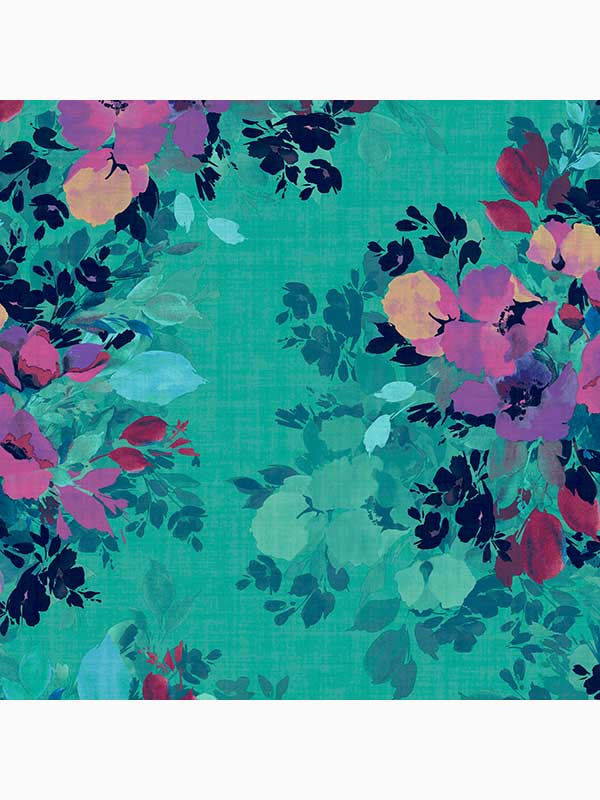 Botanic Peel and Stick wallpaper in teal color - pattern number 127466 - by Graham and Brown in the Peel and Stick Wallpaper by Nicole Miller collection