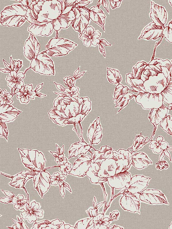 Pollington Roses fabric in dark dove grey color - pattern number 127388 - by Laura Ashley in the Laura Ashley Collection II collection