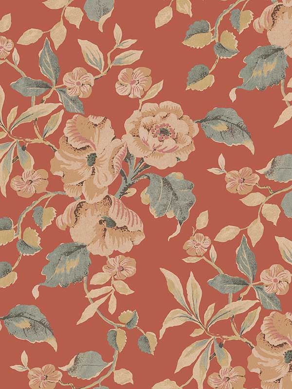 Alyworth Trail fabric in terracotta color - pattern number 127395 - by Laura Ashley in the Laura Ashley Collection II collection