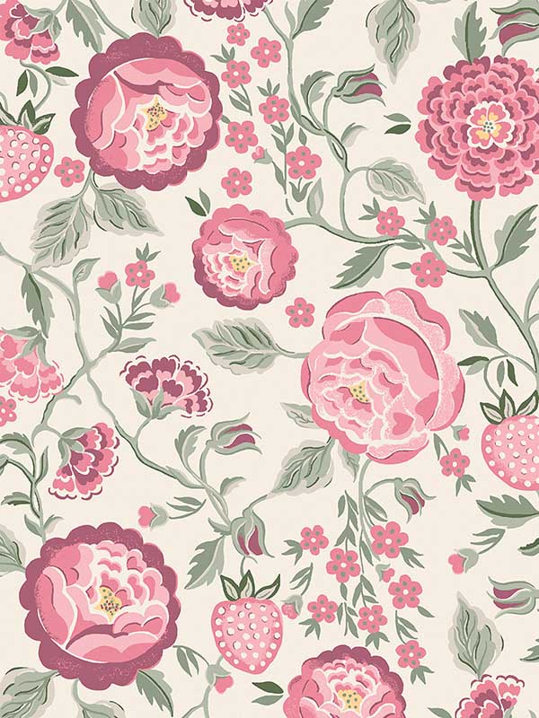 Strawberry Garden fabric in spring color - pattern number 125499 - by Graham and Brown in the Cath Kidston Collection collection