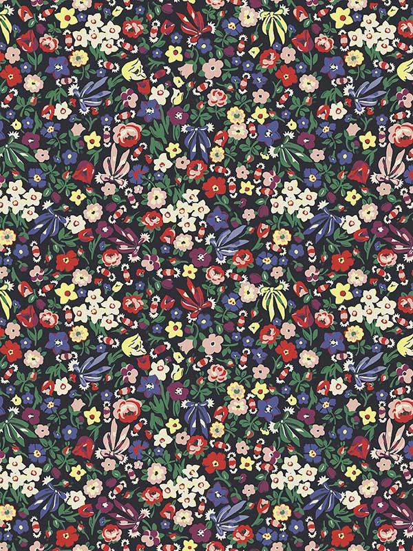 Harmony Ditsy Night fabric in black color - pattern number 125505 - by Graham and Brown in the Cath Kidston Collection collection