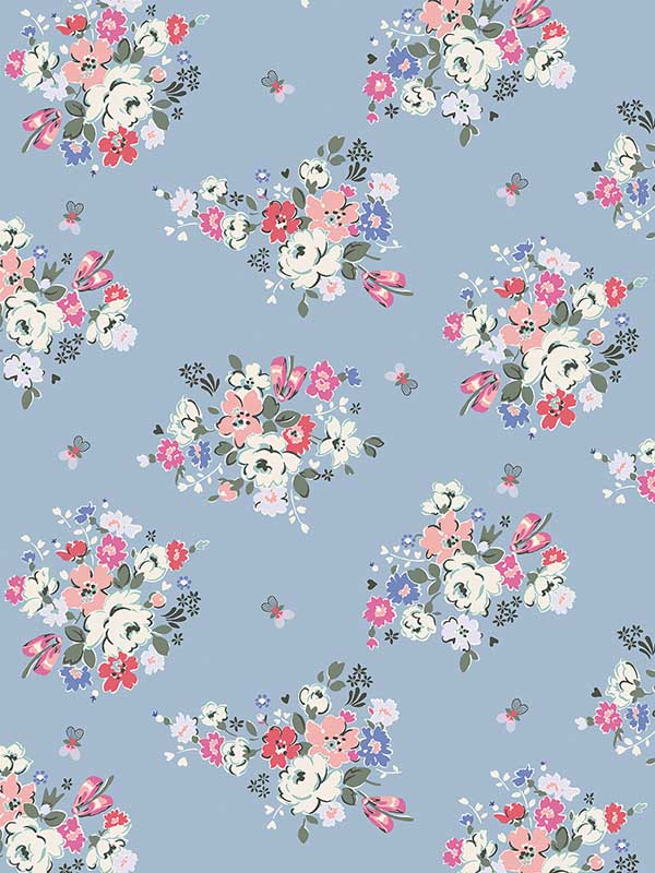 Clifton Floral fabric in blue color - pattern number 125507 - by Graham and Brown in the Cath Kidston Collection collection