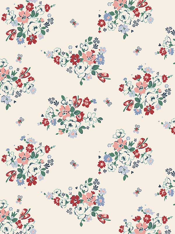 Clifton Floral fabric in cream color - pattern number 125509 - by Graham and Brown in the Cath Kidston Collection collection
