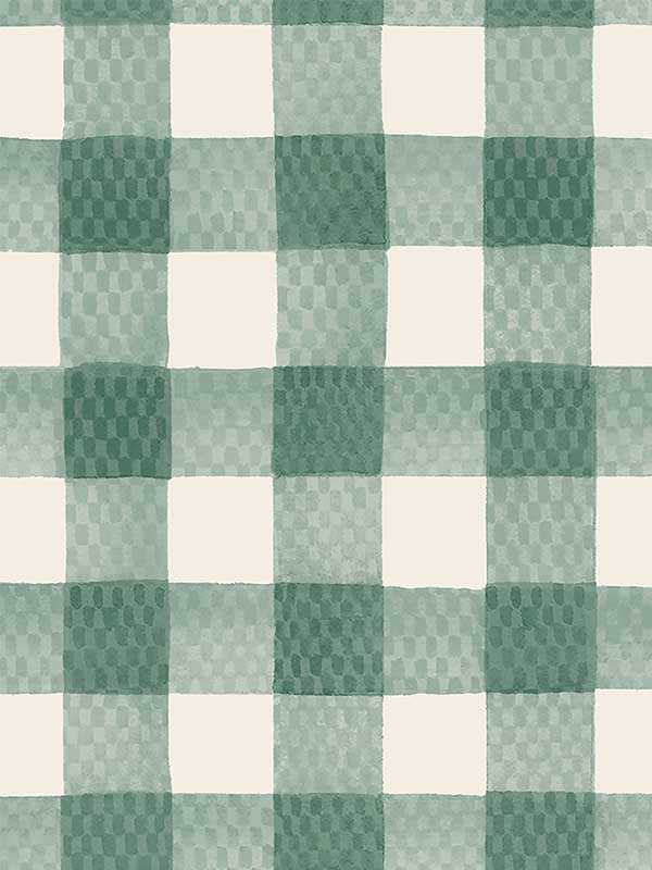 Painted Gingham fabric in green color - pattern number 125516 - by Graham and Brown in the Cath Kidston Collection collection