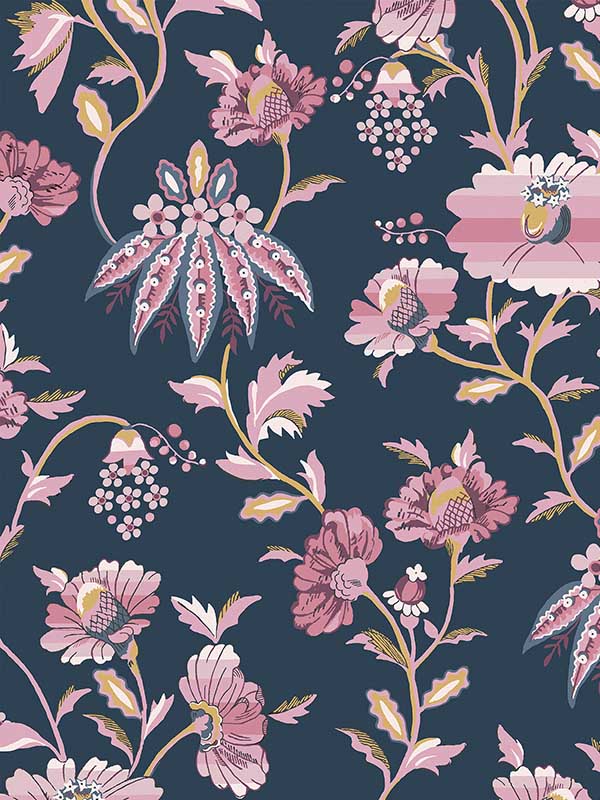 Friendship Garden fabric in navy color - pattern number 125525 - by Graham and Brown in the Cath Kidston Collection collection