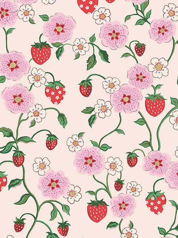 Strawberry fabric in spring color - pattern number 125531 - by Graham and Brown in the Cath Kidston Collection collection