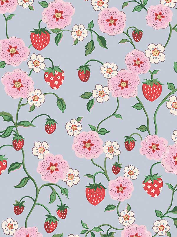 Strawberry fabric in summer color - pattern number 125532 - by Graham and Brown in the Cath Kidston Collection collection