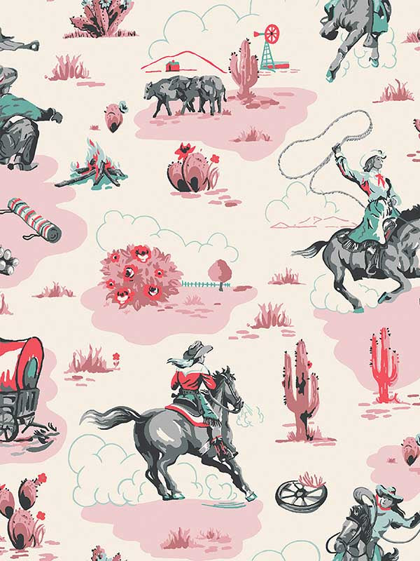 Cowgirls fabric in pink color - pattern number 125534 - by Graham and Brown in the Cath Kidston Collection collection