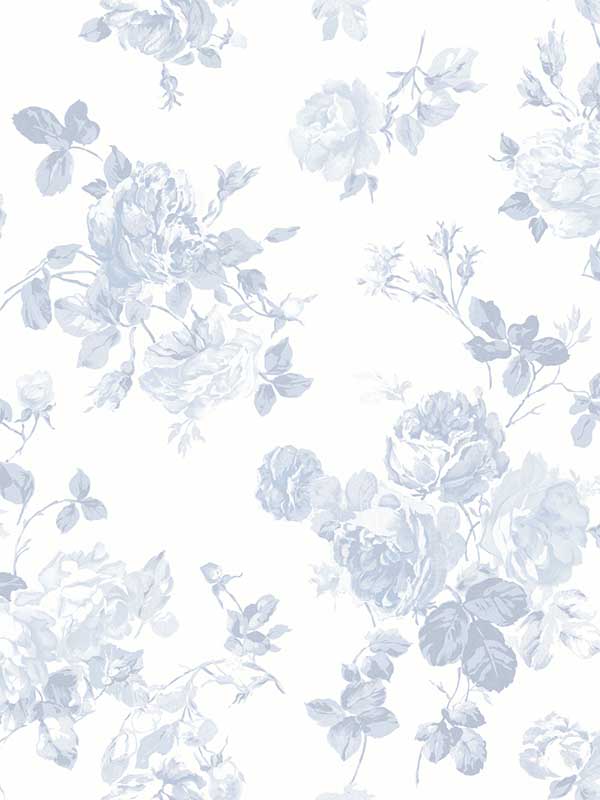 Everblooming Rosettes Peel and Stick fabric in blue color - pattern number LFS5017 - by Brewster in the NuWallpaper by Love Shack Fancy collection