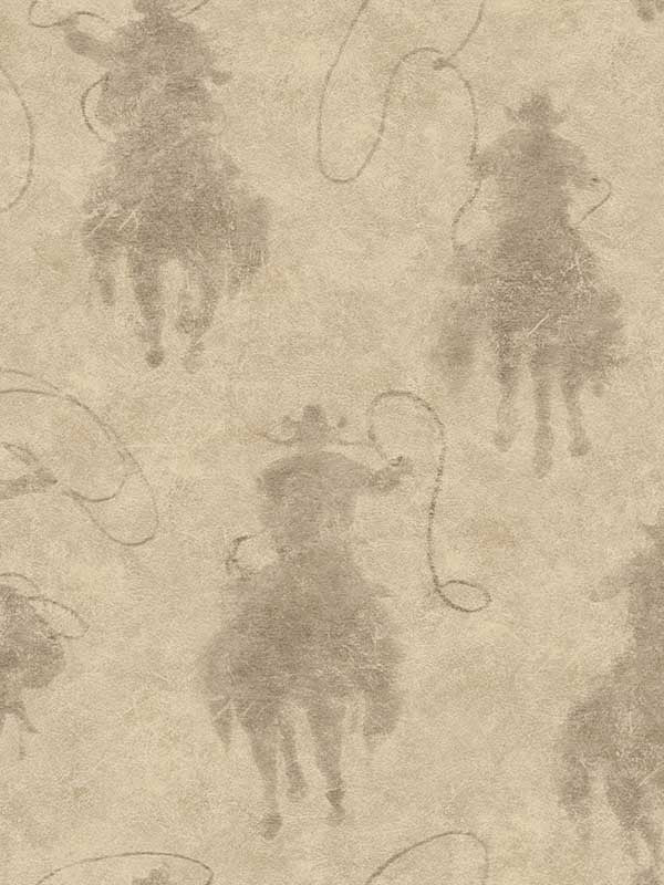 Stockman Silhouette wallpaper in khaki color - pattern number 4142-72640 - by Chesapeake in the Yellowstone collection