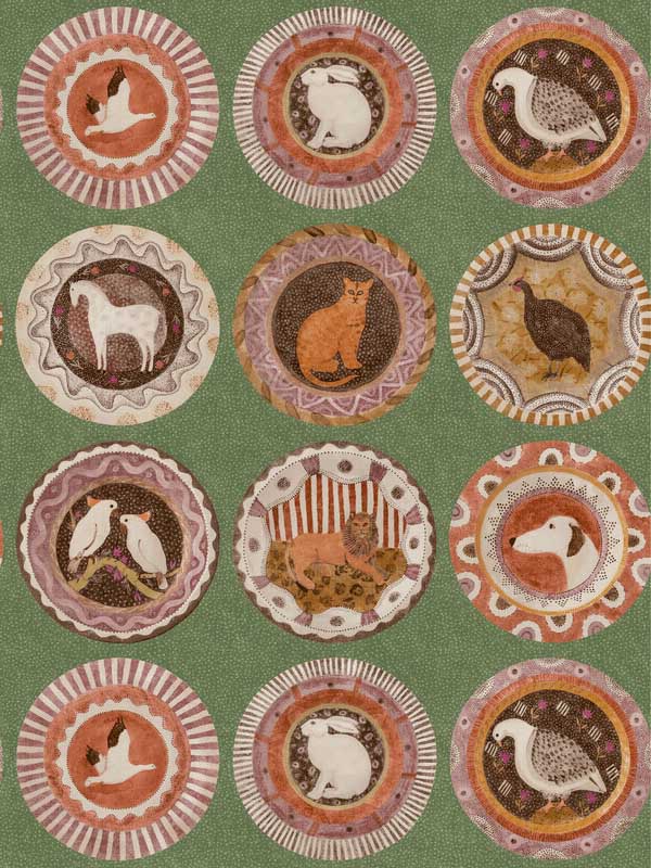 Robinas Dinner Party fabric in green color - pattern number BW45126.3.0 - by G P & J Baker in the Kit Kemp Wallpapers collection