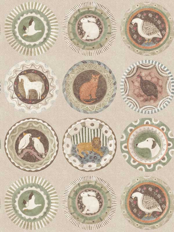 Robinas Dinner Party fabric in sage color - pattern number BW45126.6.0 - by G P & J Baker in the Kit Kemp Wallpapers collection