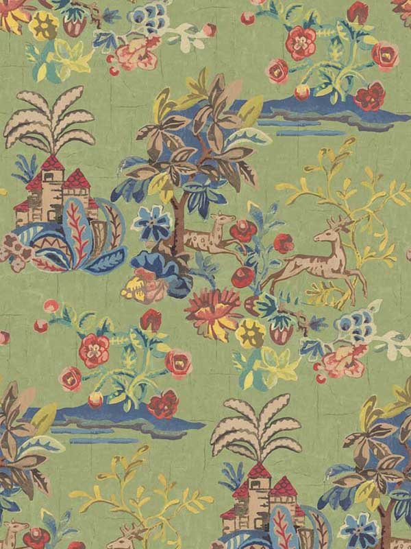 Knights Tale fabric in spring green color - pattern number BW45138.3.0 - by G P & J Baker in the Kit Kemp Wallpapers collection