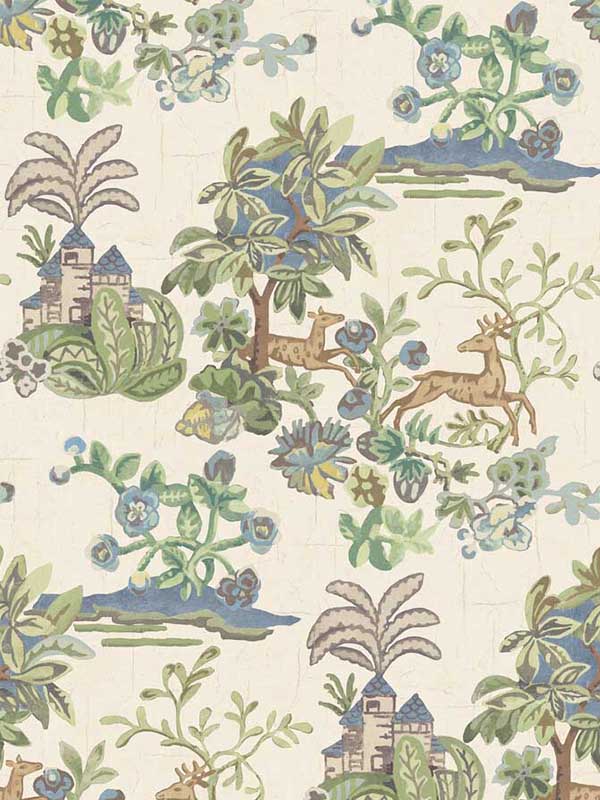 Knights Tale fabric in sage blue color - pattern number BW45138.6.0 - by G P & J Baker in the Kit Kemp Wallpapers collection