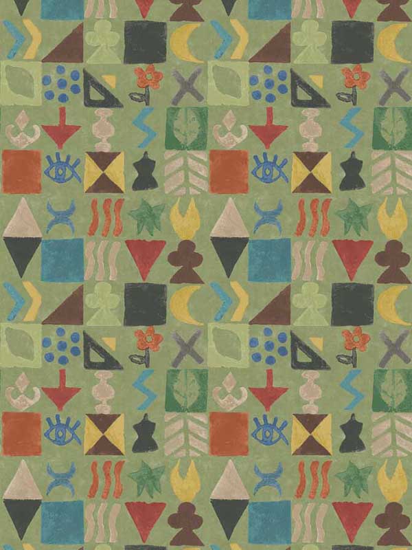 Potato Print fabric in green color - pattern number BW45139.3.0 - by G P & J Baker in the Kit Kemp Wallpapers collection