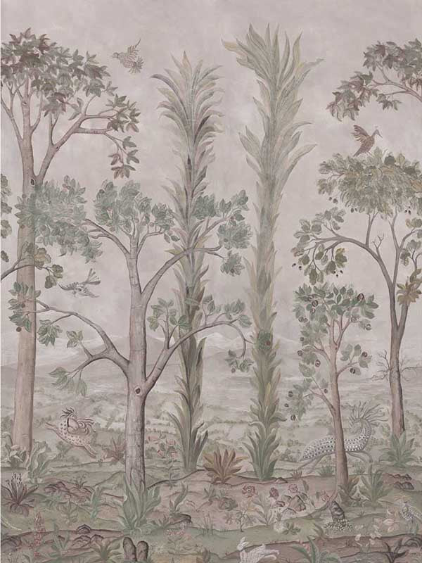 Tall Trees fabric in soft green color - pattern number BW45141.1.0 - by G P & J Baker in the Kit Kemp Wallpapers collection