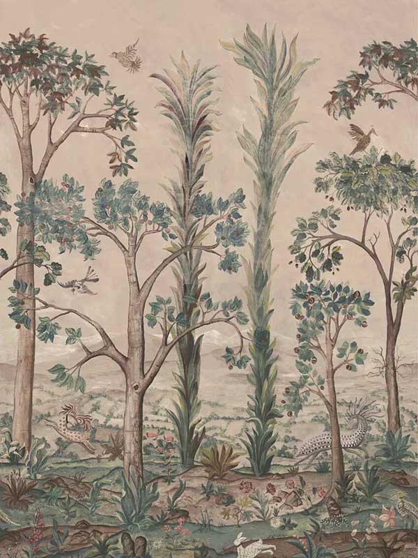 Tall Trees fabric in sunset color - pattern number BW45141.3.0 - by G P & J Baker in the Kit Kemp Wallpapers collection