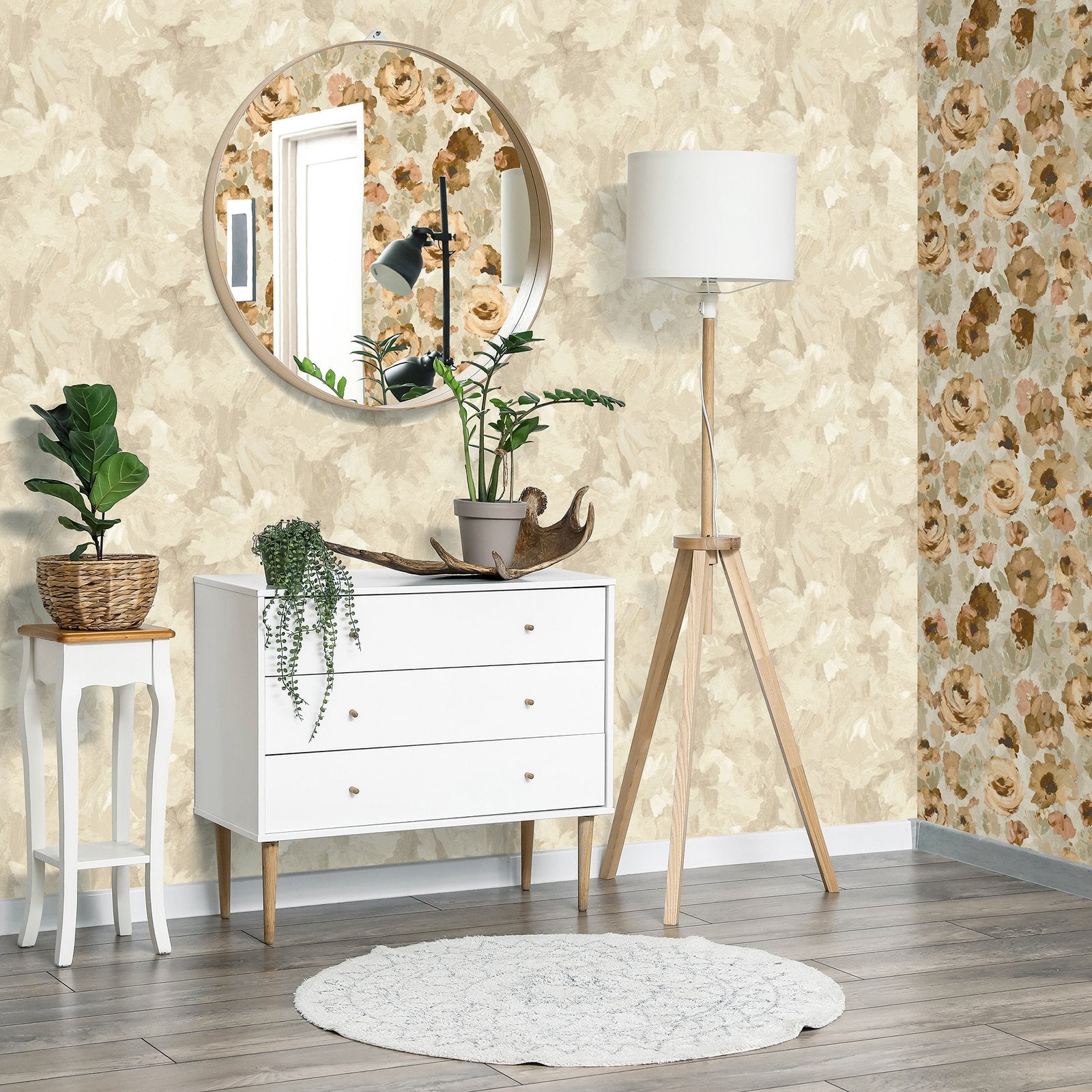 Paeonia Plain wallpaper in beige color - pattern number GH26909-23 - by Galerie in the Julie Feels Home collection