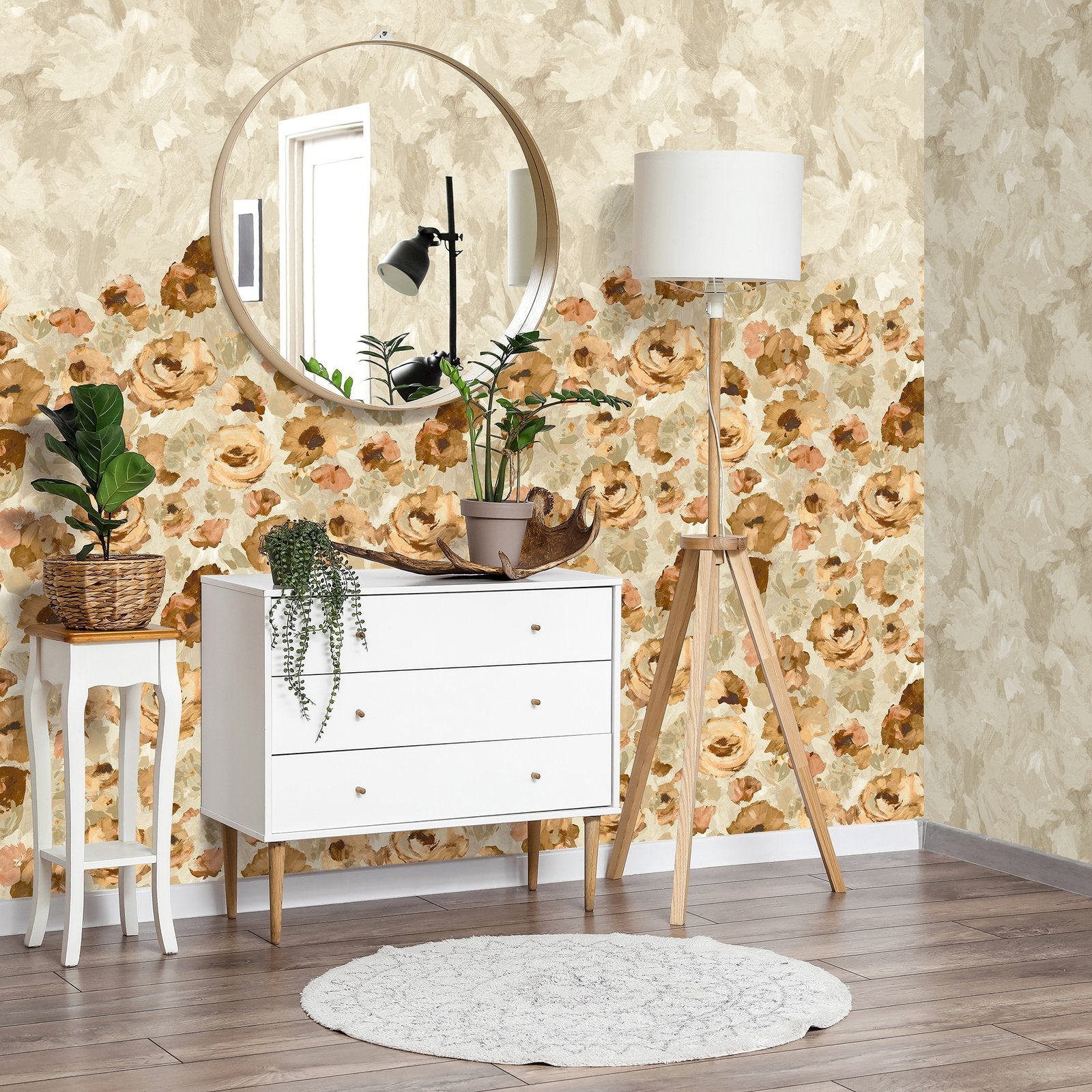 Paeonia Twinwall mural in bronze brown color - pattern number GH26957-23 - by Galerie in the Julie Feels Home collection