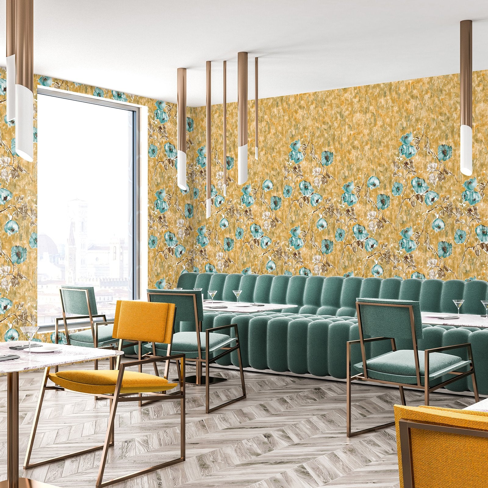 Petunia Twinwall mural in gold color - pattern number GH26962-23 - by Galerie in the Julie Feels Home collection