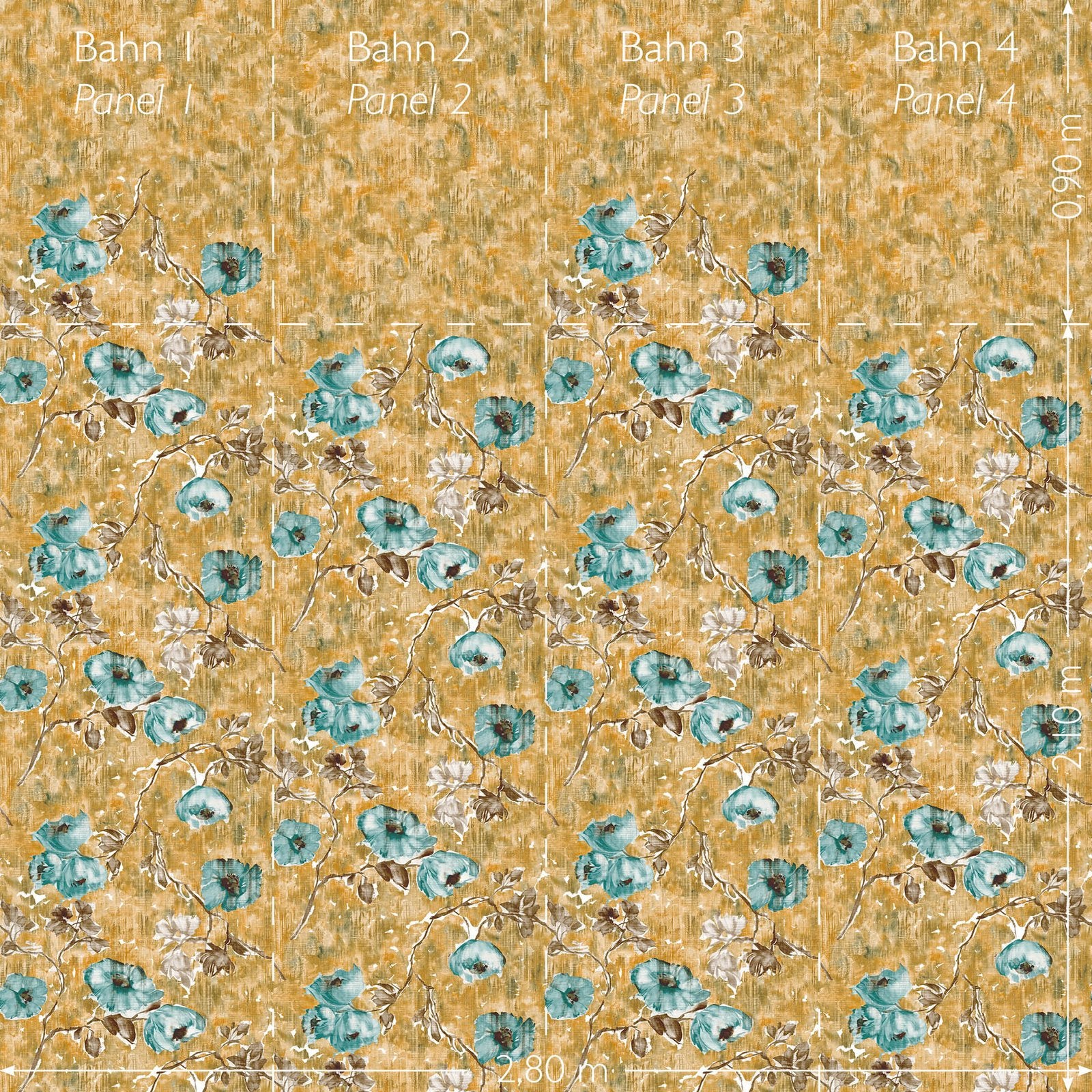 Petunia Twinwall mural in gold color - pattern number GH26962-23 - by Galerie in the Julie Feels Home collection