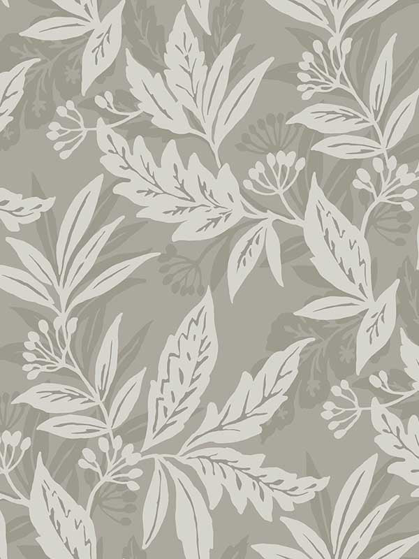 Anita Woodland Floral wallpaper in pewter color - pattern number 4155-27327 - by A Street Prints in the Drew and Jonathan Home Fourth Edition collection