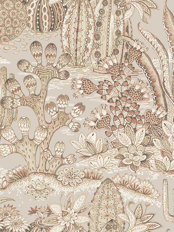Lotus Land Cacti wallpaper in baked clay color - pattern number MT5632 - by York in the Montecito collection