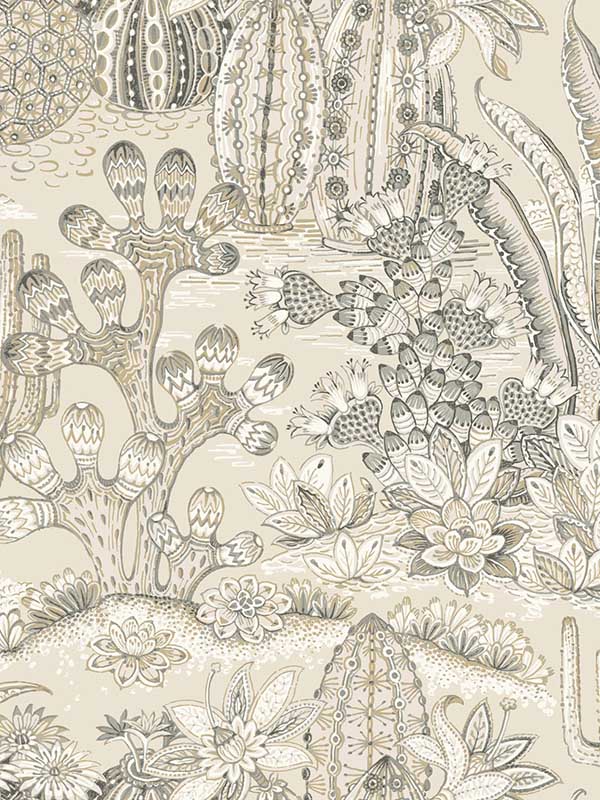 Lotus Land Cacti fabric in dune color - pattern number MT5633 - by York in the Montecito collection