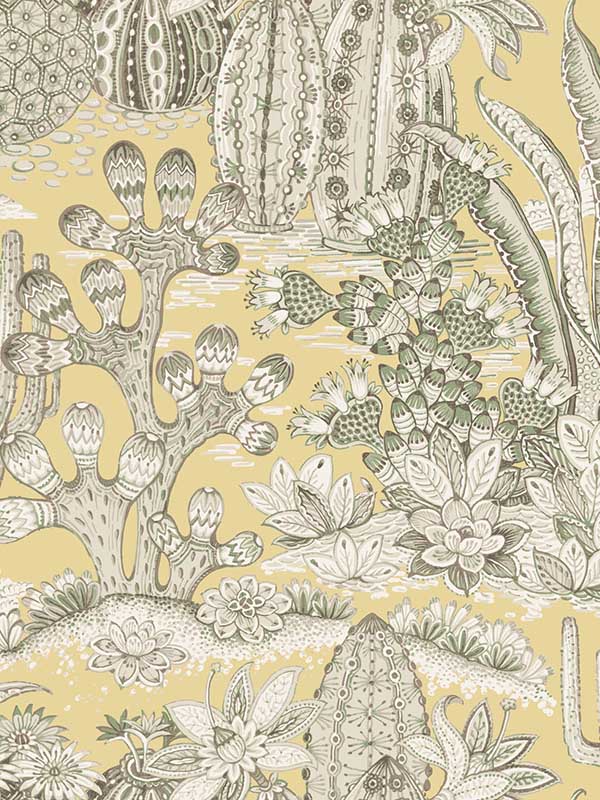 Lotus Land Cacti fabric in sunshine color - pattern number MT5635 - by York in the Montecito collection