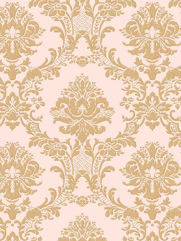 In Reg Classic Damask fabric in metallic gold pink color - pattern number CI38216 - by Patton Norwall in the Classic Impressions collection