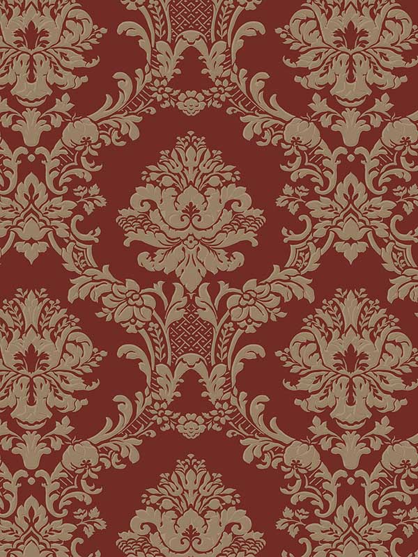 In Reg Classic Damask fabric in red gold color - pattern number CI38217 - by Patton Norwall in the Classic Impressions collection