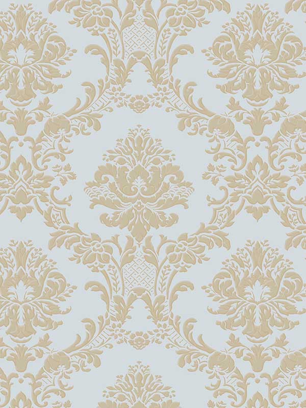 In Reg Classic Damask fabric in blue 33 blend metallic gold color - pattern number CI38218 - by Patton Norwall in the Classic Impressions collection