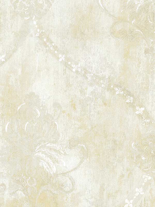 Regal Damask fabric in pearl beige white cream color - pattern number CI38253 - by Patton Norwall in the Classic Impressions collection