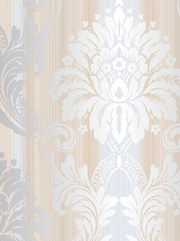 String Damask fabric in grey cream silver color - pattern number CI38263 - by Patton Norwall in the Classic Impressions collection