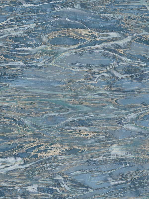 Nyla Metallic Scribble fabric in indigo color - pattern number 4184-4915 - by Warner in the Infinity collection