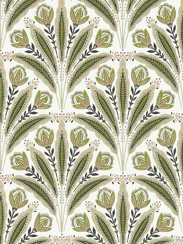 Attingham fabric in sage blush color - pattern number W0193/04.CAC.0 - by Clarke and Clarke in the Secret Garden Wallcoverings collection