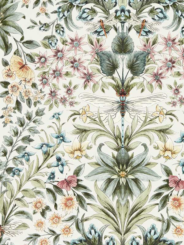 Mirabell fabric in summer color - pattern number W0196/03.CAC.0 - by Clarke and Clarke in the Secret Garden Wallcoverings collection