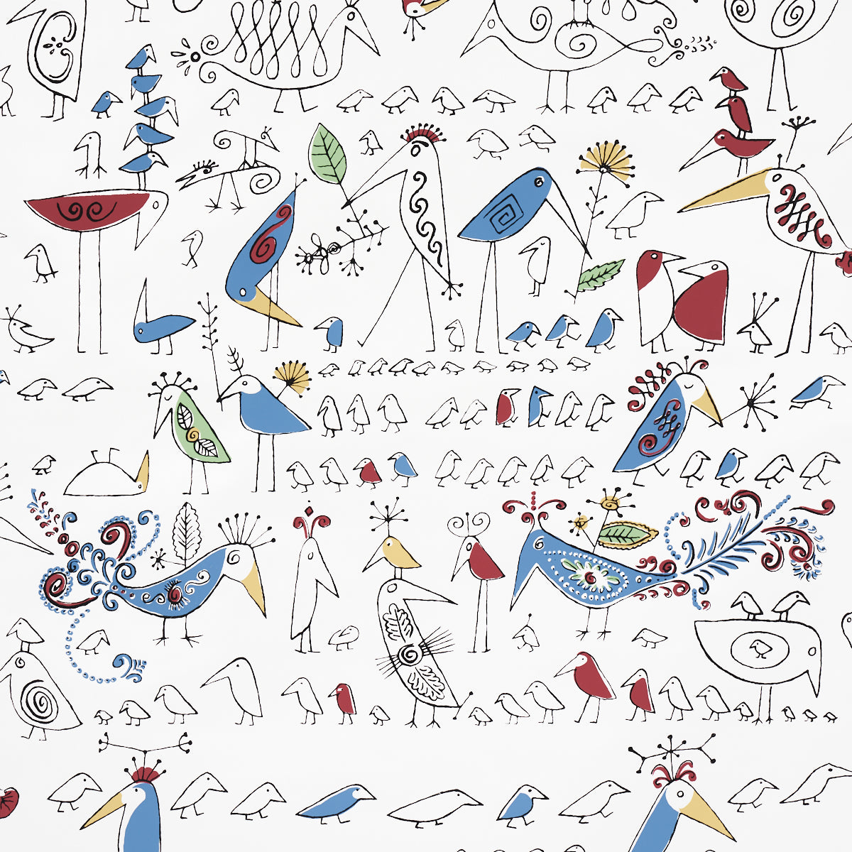 Aviary fabric in multi on white color - pattern number 2705511 - by Schumacher in the Avant Garde collection
