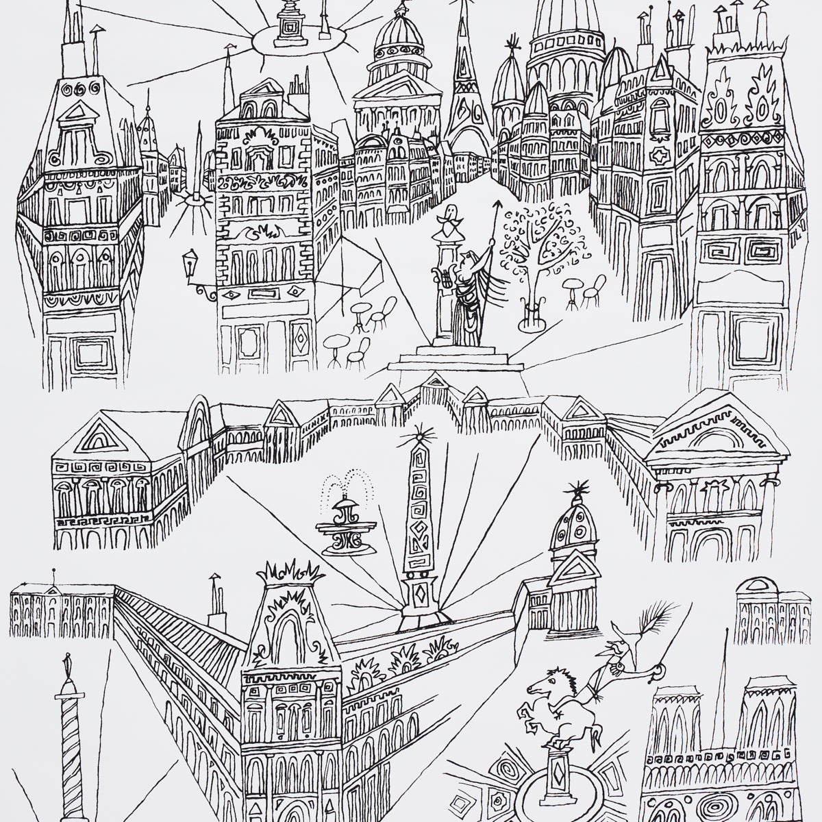 Views Of Paris fabric in black and white color - pattern number 2705780 - by Schumacher in the Avant Garde collection