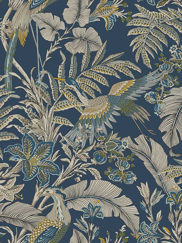 Heronwood fabric in navy color - pattern number AB3103 - by Antonina Vella in the Artifacts collection